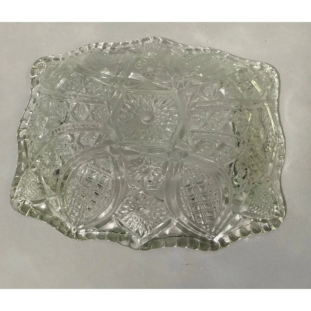 Vintage Clear Pressed Glass Trinket Dish Scalloped Rectangular Candy Bowl 5x4